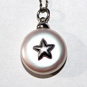 Sterling Silver Cultured Pearl Star Necklace 19 Inches